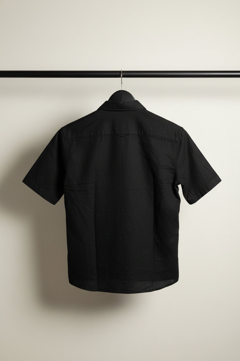 RX100 Men's Black Short Sleeve Casual Shirt