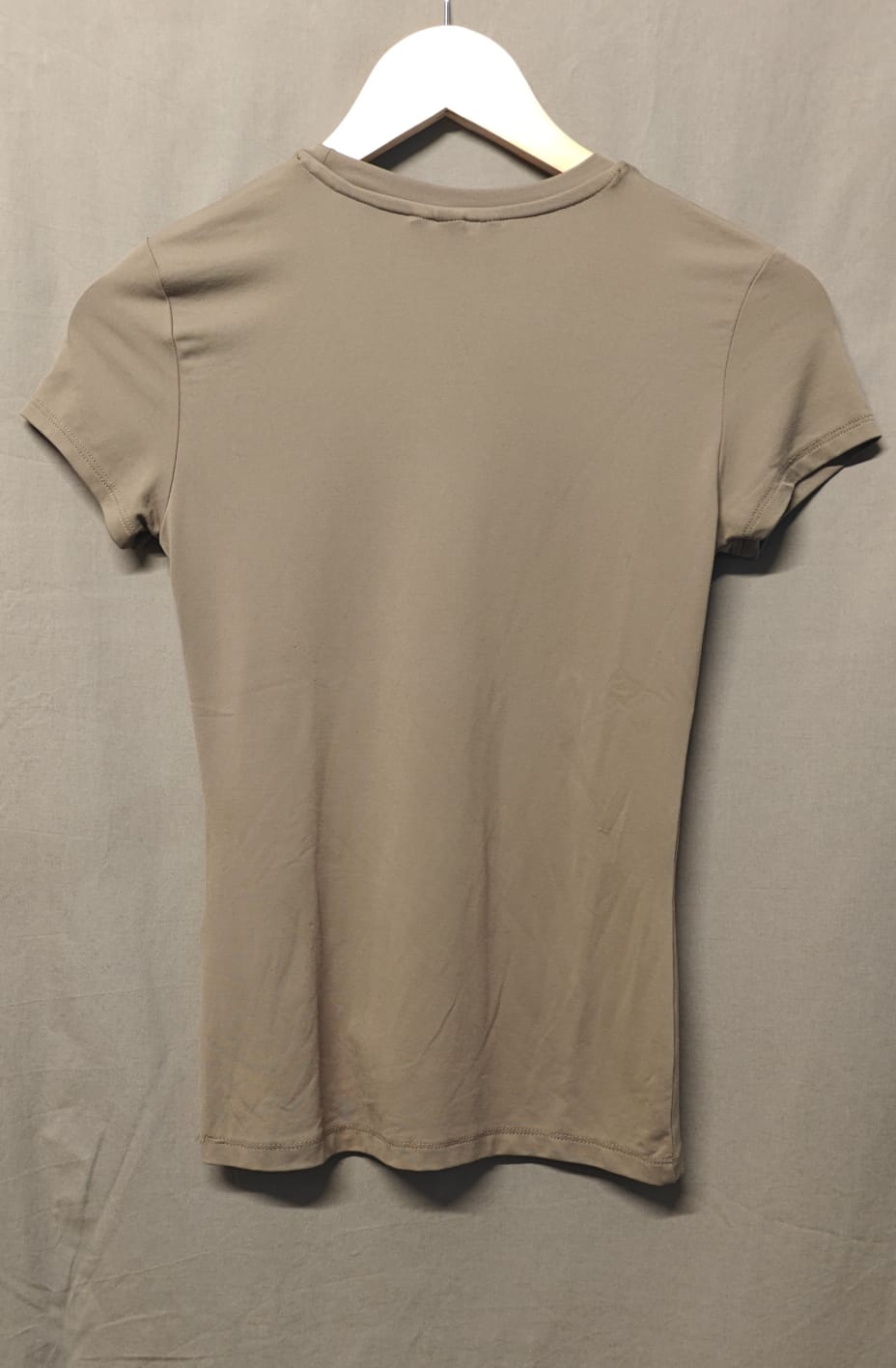 H&M Women's Taupe Short Sleeve Slim Fit T-Shirt