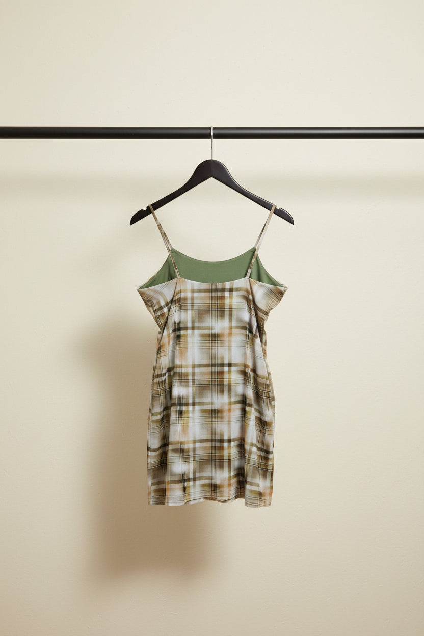 Women's Multicolor Plaid Halterneck Bodycon Mini Dress