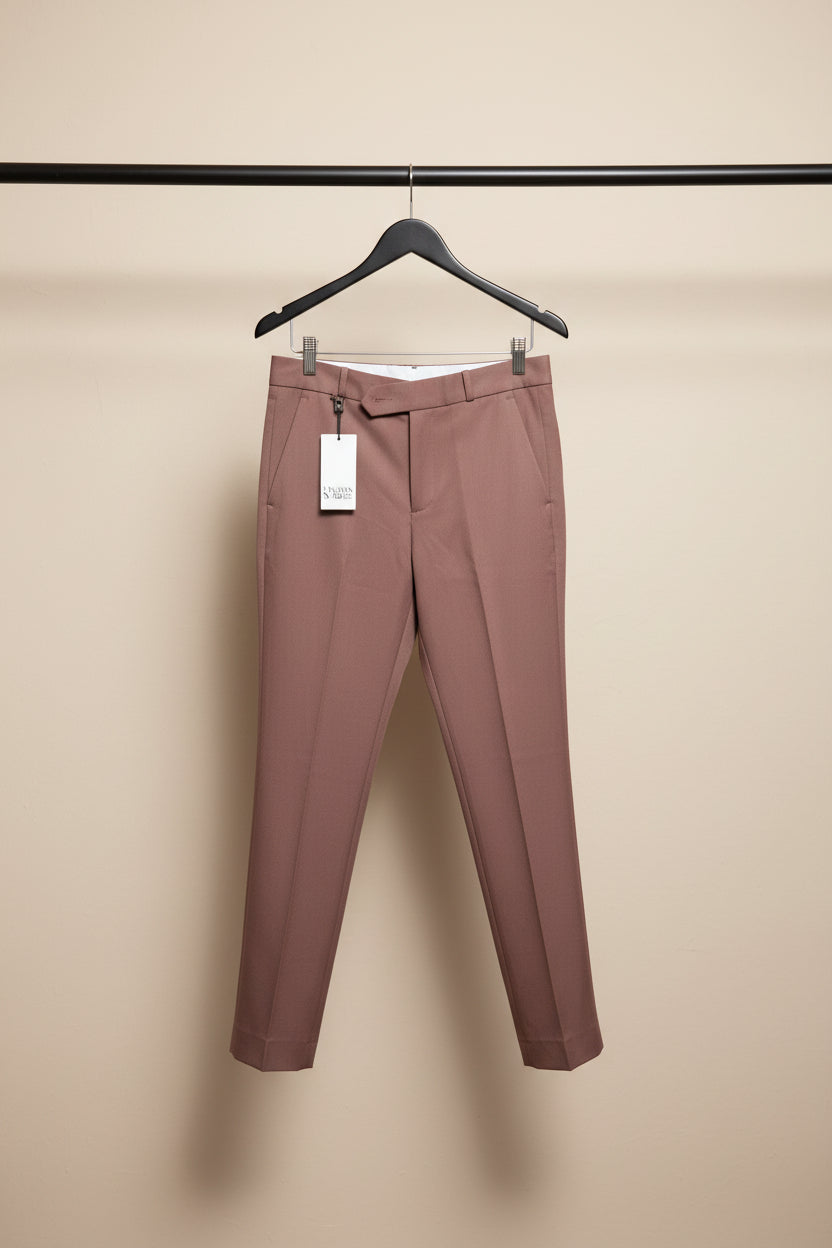 Men's Mauve Tailored Fit Trousers with Tags, Size 32