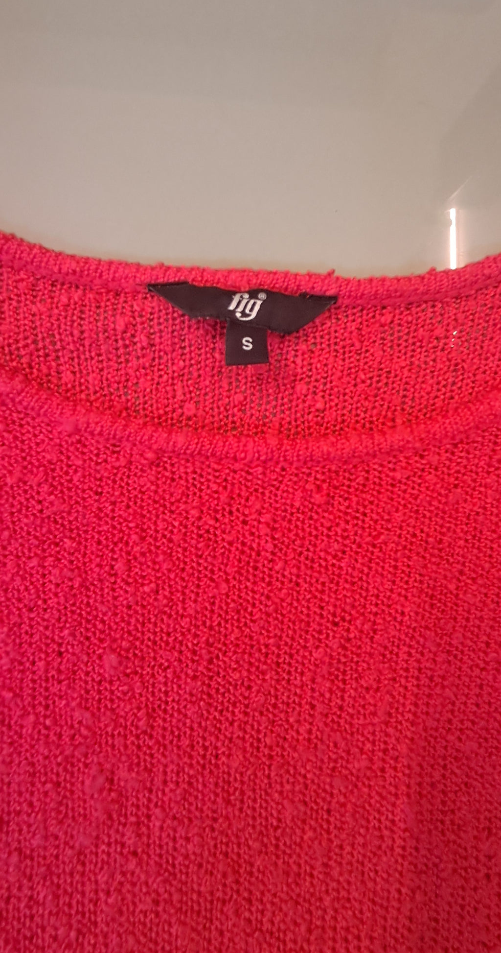 Fig Women's Hot Pink Textured Knit Long Sleeve Top