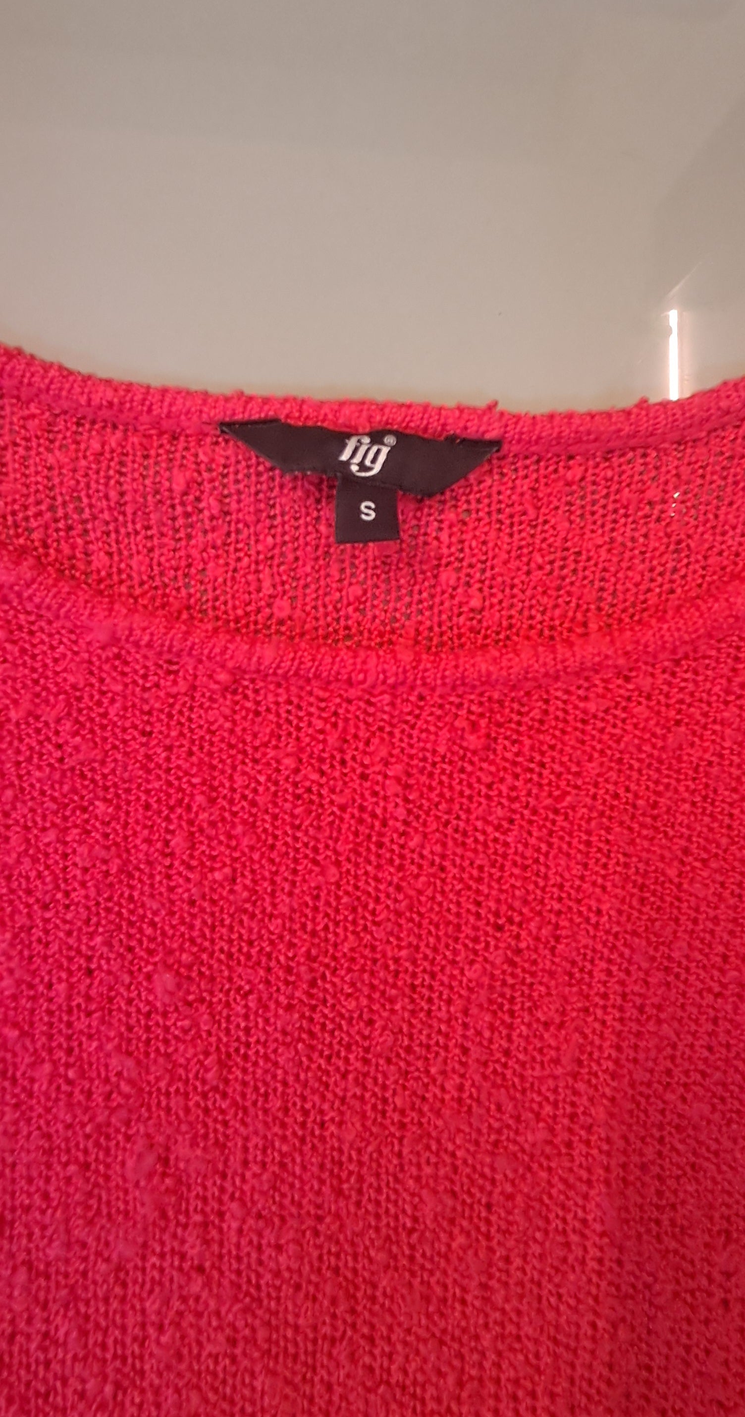 Fig Women's Hot Pink Textured Knit Long Sleeve Top