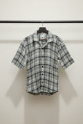 M7 Men's Green & White Plaid Half Sleeve Casual Shirt