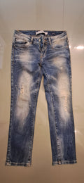 Zara TRF Women's Blue Distressed Straight Fit Jeans