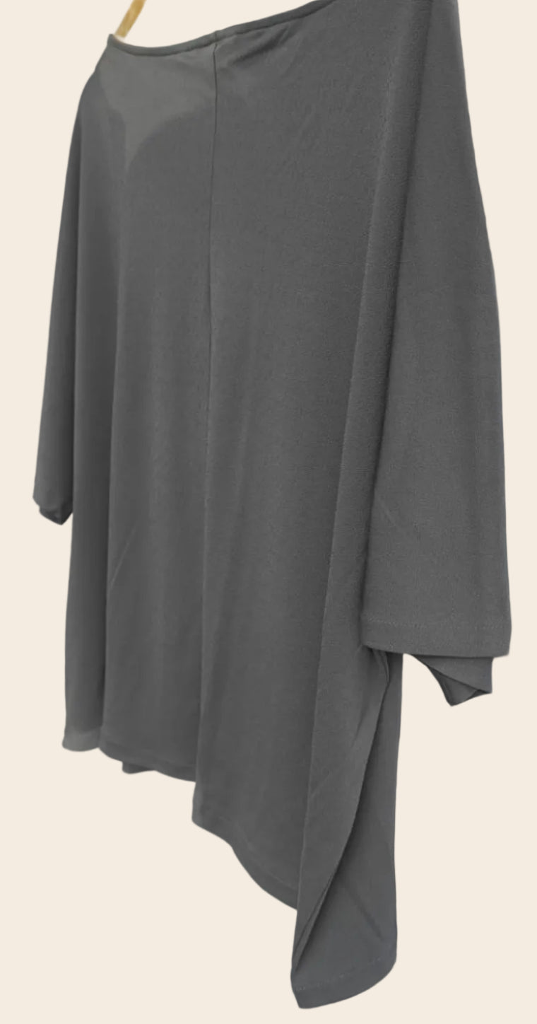H&M Women's Dark Grey Dolman Sleeve Relaxed Fit Top
