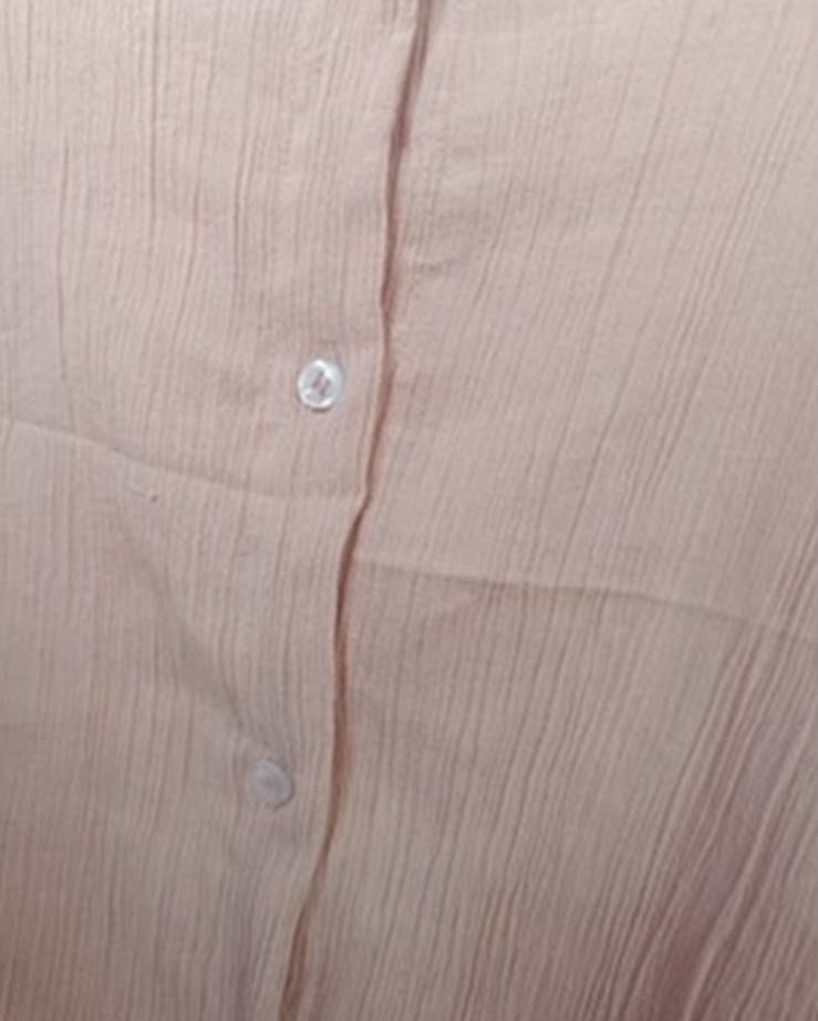 Pink Textured Collared Button-Down Top