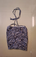 Women's Blue Paisley Print Halter Neck Crop Top