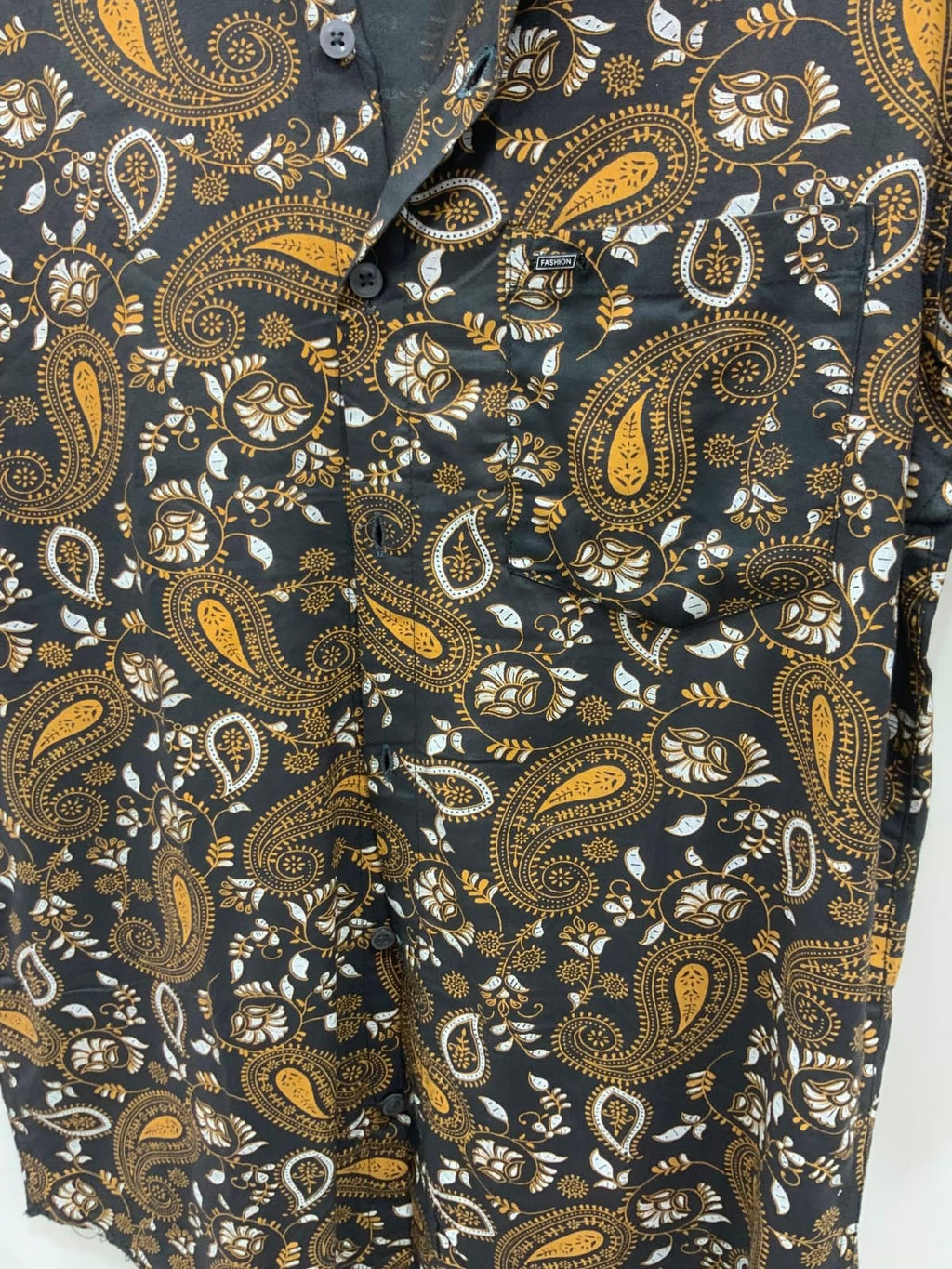 Men's GRASSLAND Black Paisley Print Short Sleeve Casual Shirt