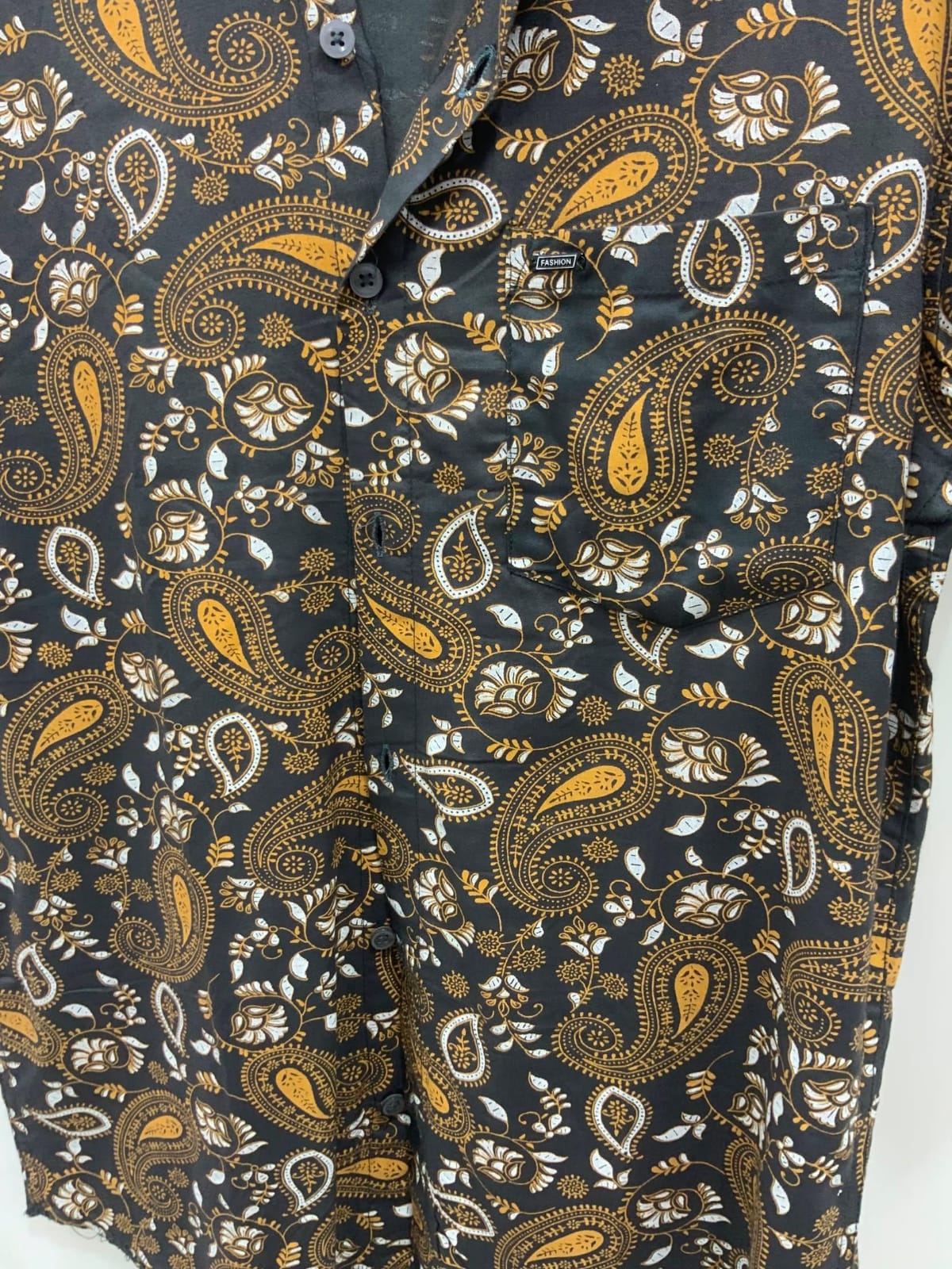 Men's GRASSLAND Black Paisley Print Short Sleeve Casual Shirt