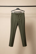 BEGINS Men's Olive Green Flat Front Formal Trousers