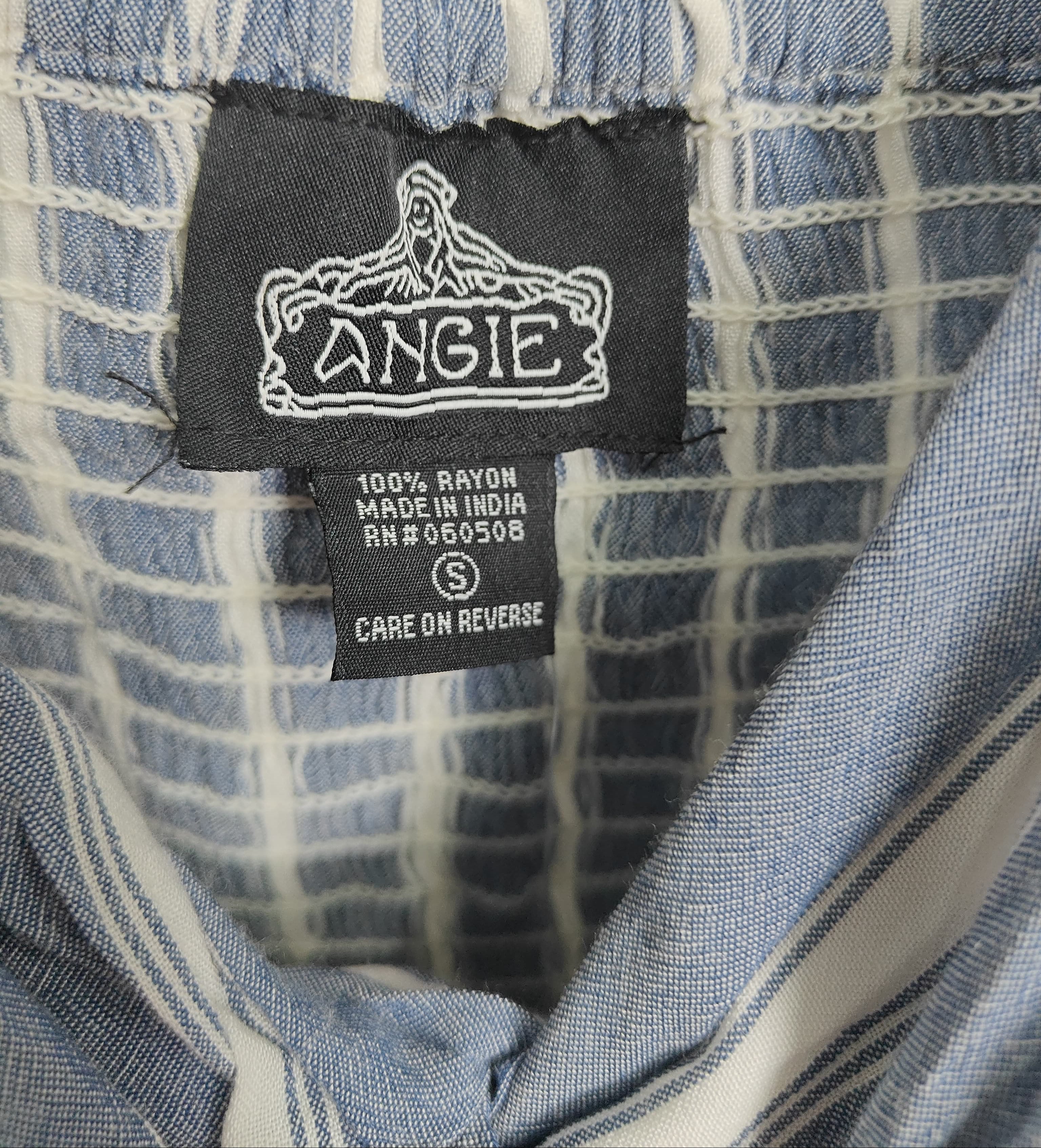 Angie Blue and White Striped Rayon Mini Dress
