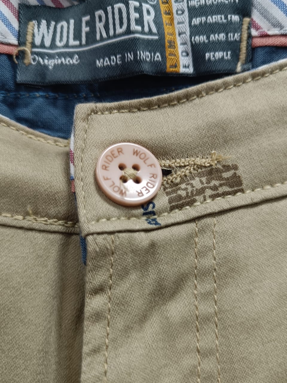 Wolf Rider Men's Khaki Printed Cotton Shorts