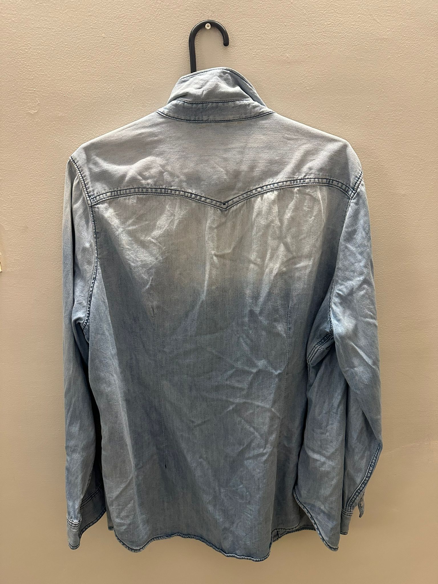 H&M Women's Sky Blue Denim Long Sleeve Shirt