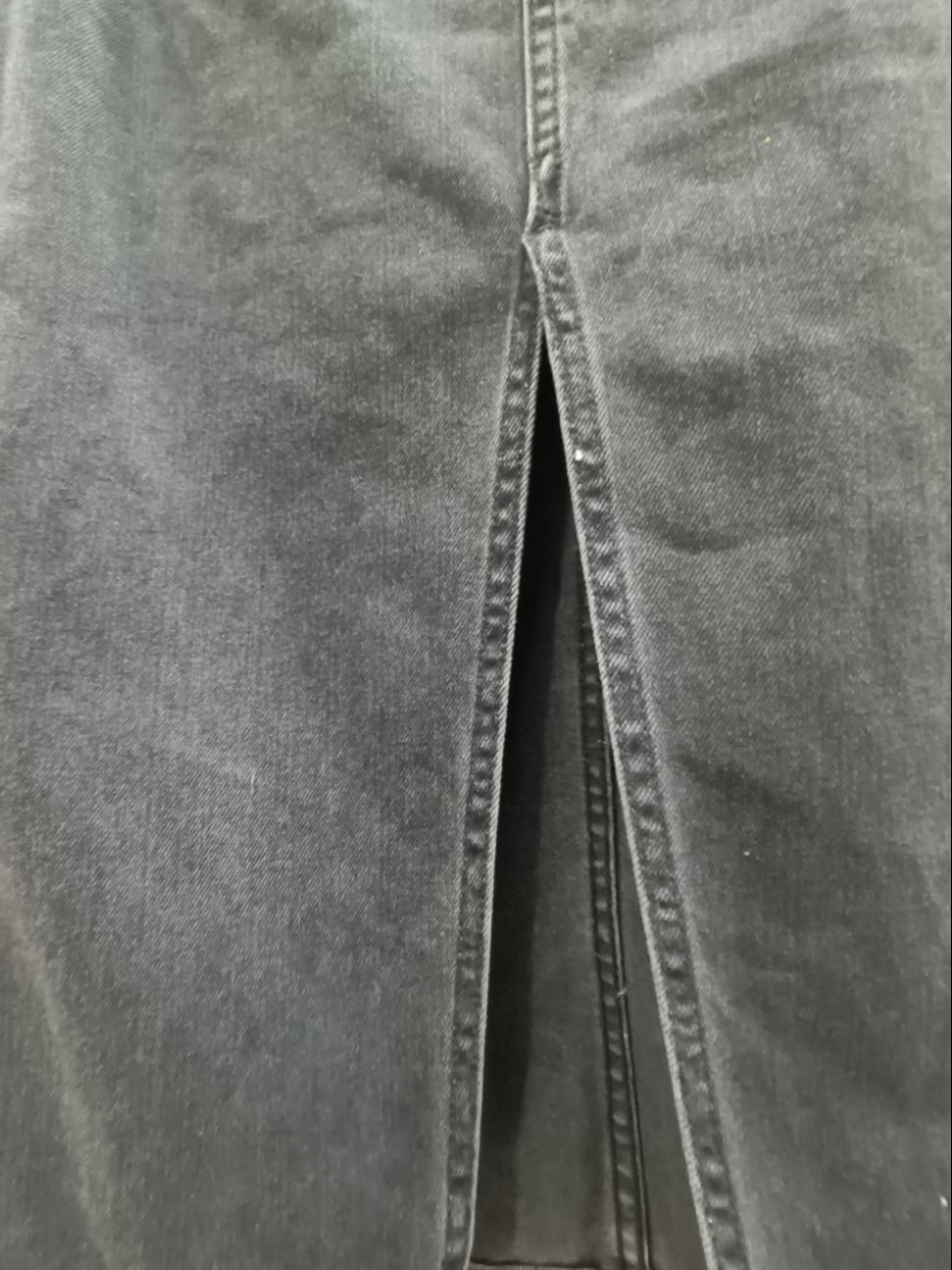 ONLY Women's Black Washed Denim Midi Skirt with Front Slit