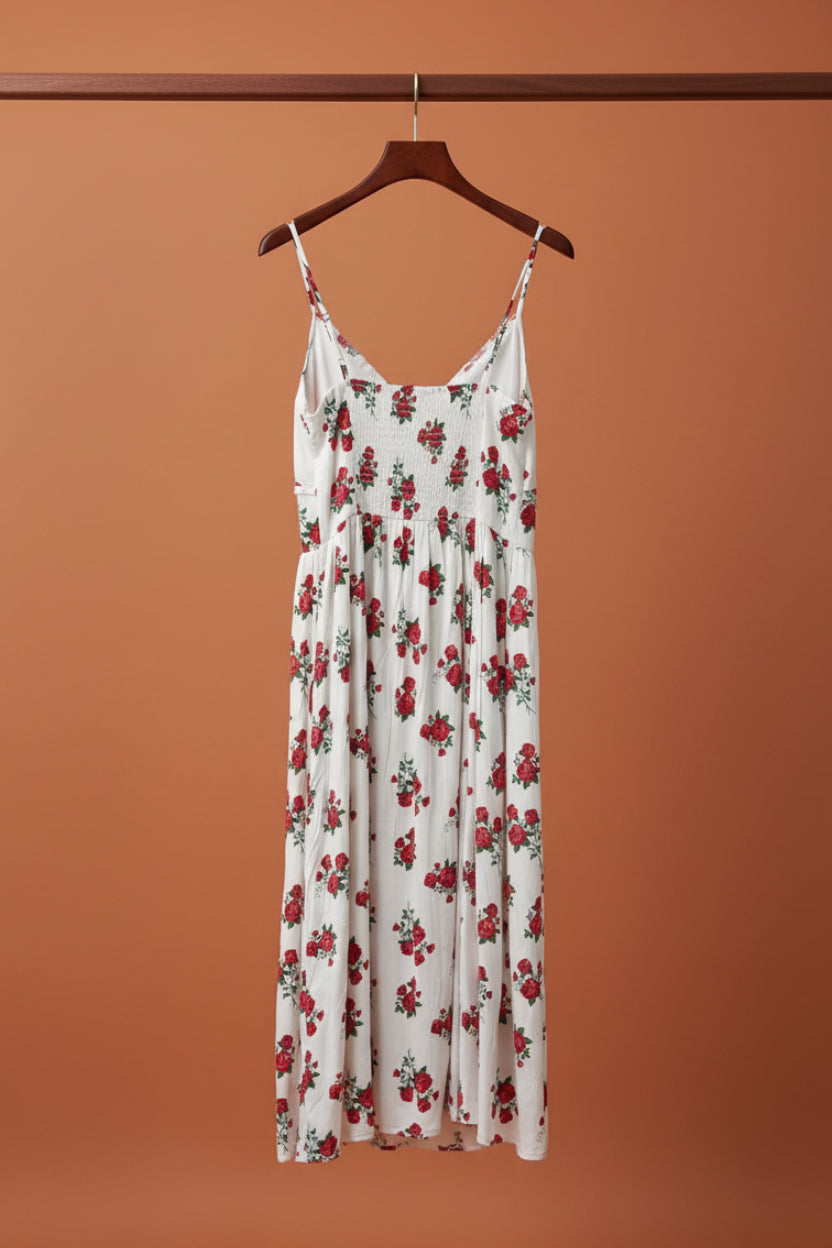 Silver CAT Women's White Floral Print Midi Dress
