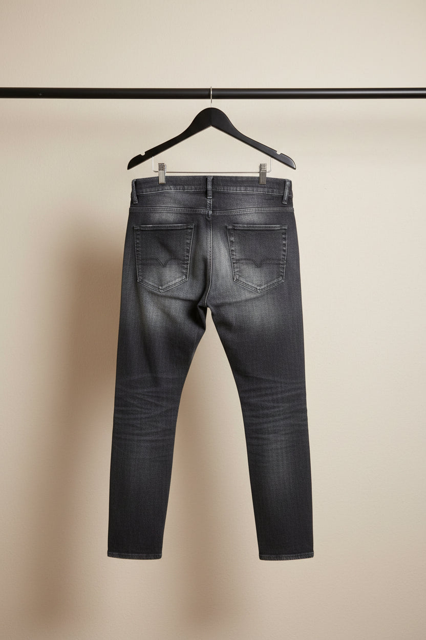 Emporio Armani Men's Washed Black Skinny Fit Denim Jeans