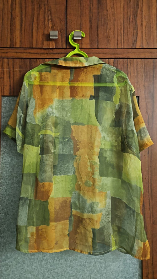 Abstract Print Short Sleeve Button-Up Shirt