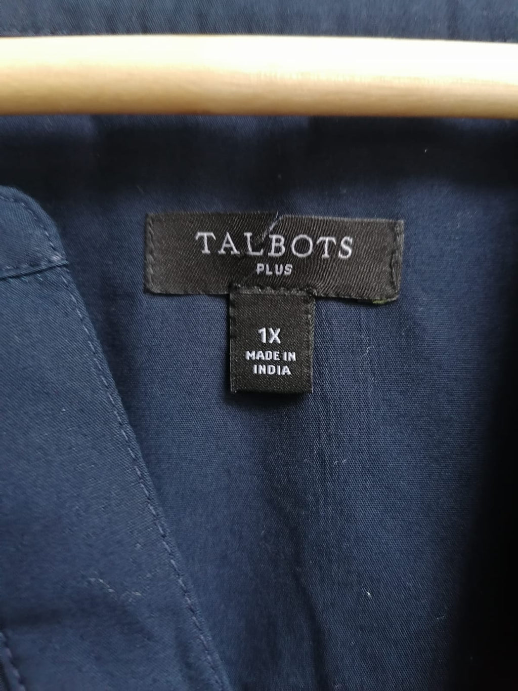 TALBOTS PLUS Women's Navy Blue Embroidered 3/4 Sleeve Tunic Top 1X