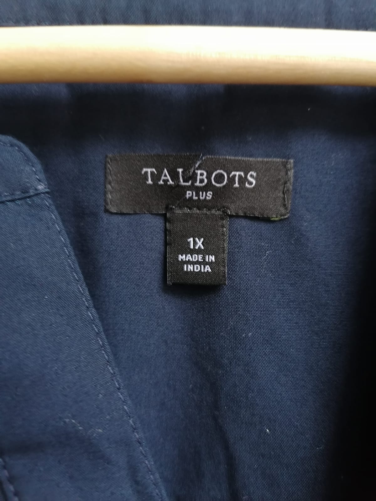 TALBOTS PLUS Women's Navy Blue Embroidered 3/4 Sleeve Tunic Top 1X