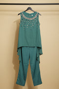 KAZO Embellished Layered Top & Trousers Co-ord Set