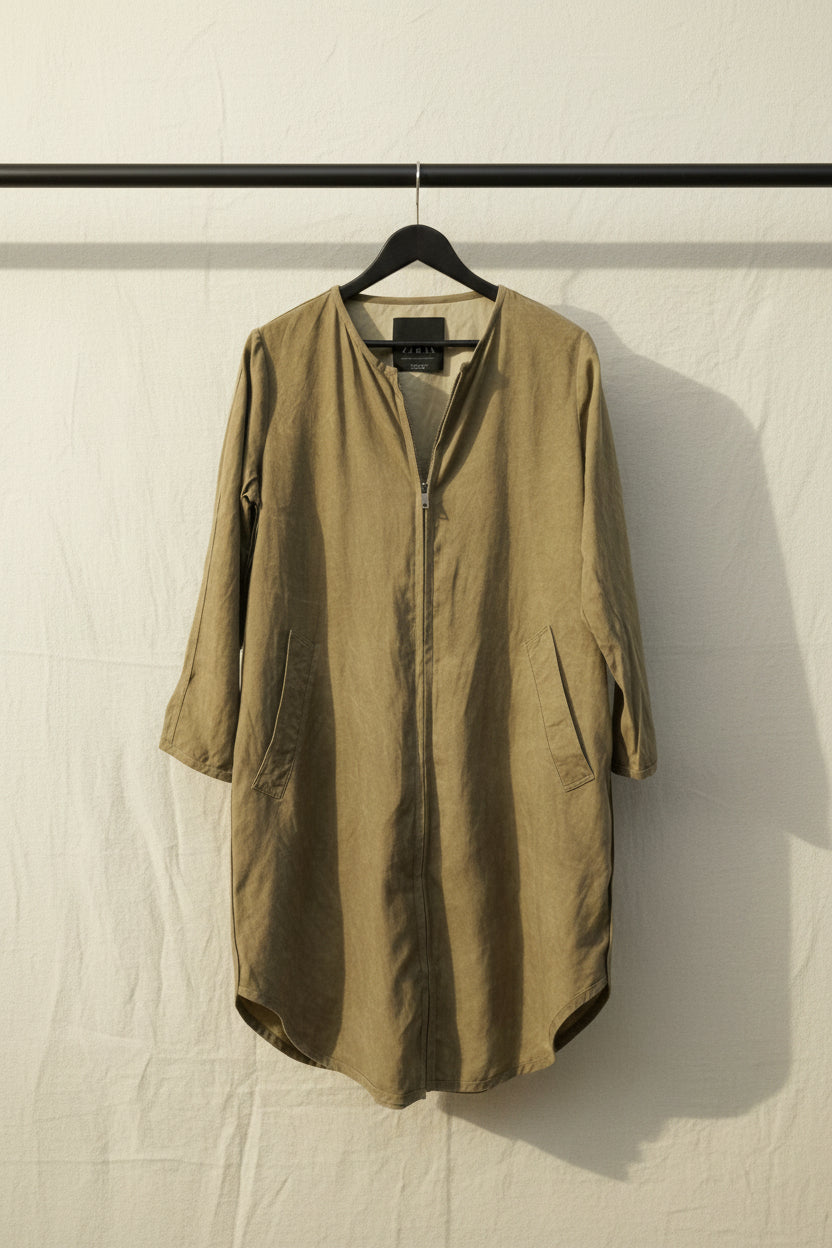 ZARA Women's Khaki Green Zip-Up Dress