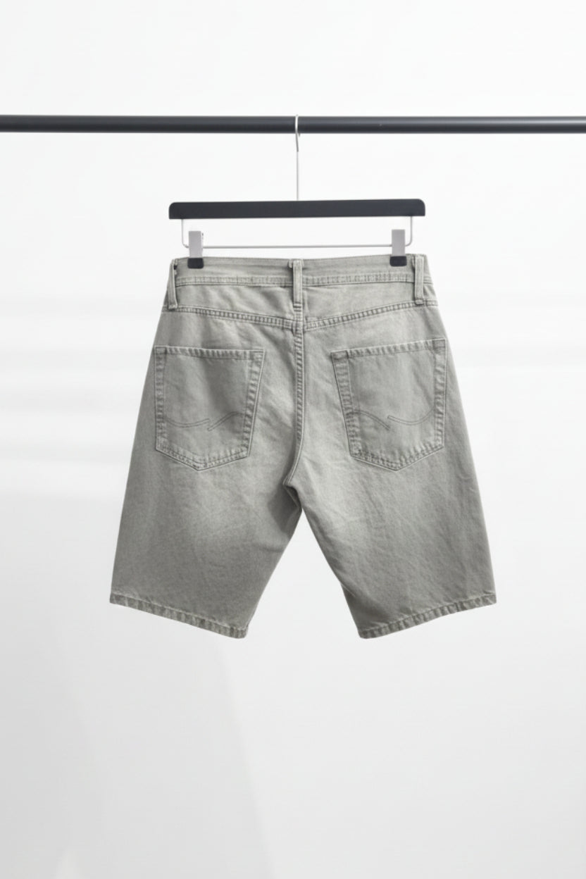 Men's Grey Regular Fit Distressed Denim Shorts