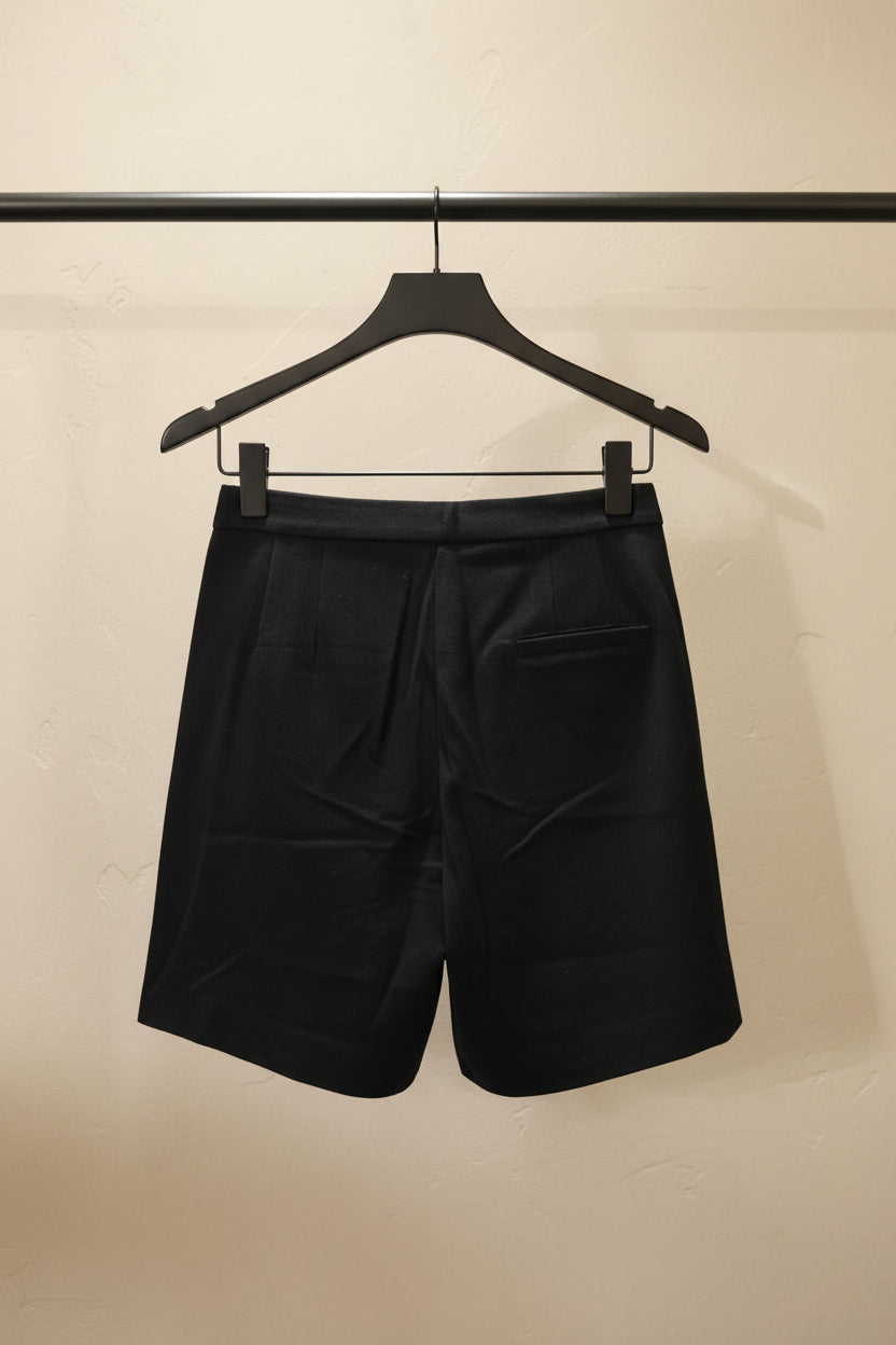 Black Tailored High-Waist Shorts with Gold Zipper Details