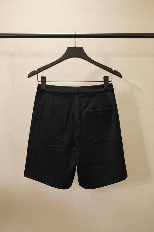 Black Tailored High-Waist Shorts with Gold Zipper Details