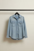 H&M Women's Light Blue Denim Long Sleeve Shirt