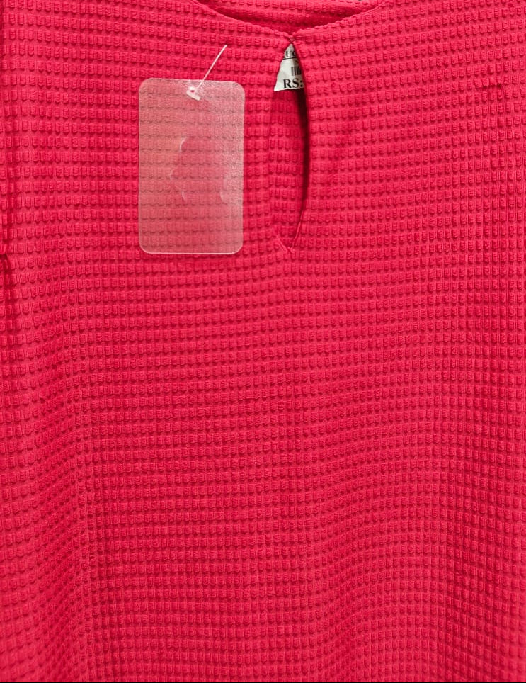 Women's Red Textured Sleeveless Keyhole Maxi Dress