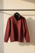 Men's Maroon Quarter-Zip Pullover Sweatshirt with Green Collar