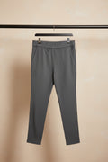Men's Dark Grey Striped Elastic Waist Regular Fit Trousers