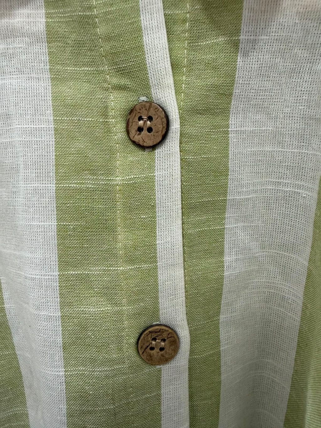Lucky Brand Women's Green and White Striped Collared Shirt