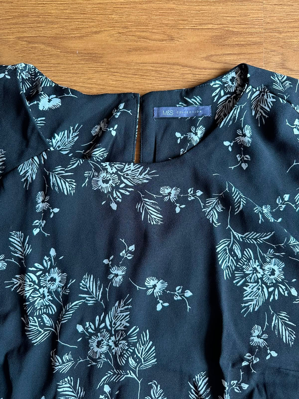 M&S Collection Black Floral Short Sleeve Shift Dress