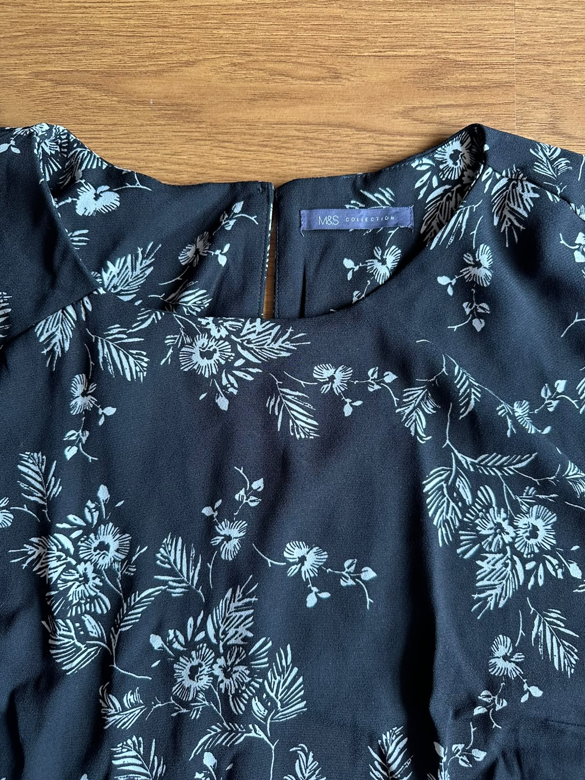 M&S Collection Black Floral Short Sleeve Shift Dress