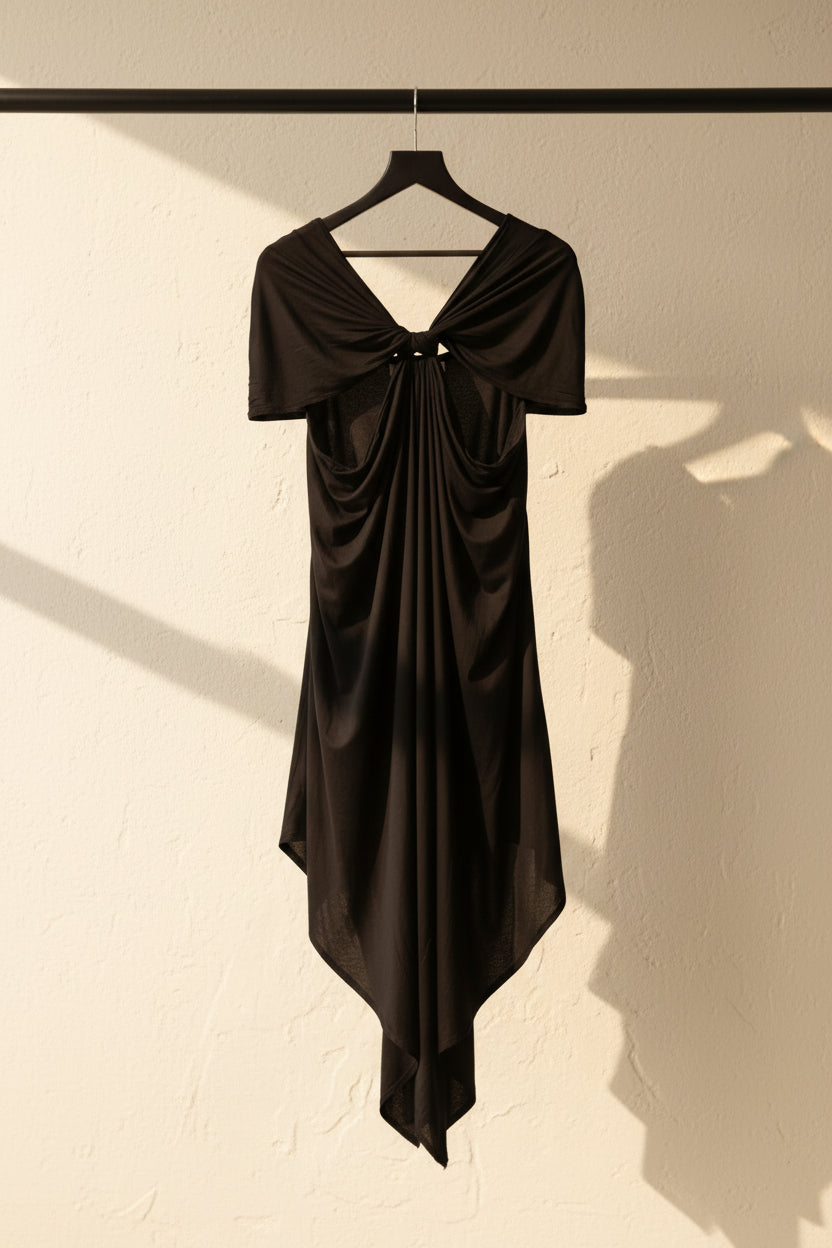 MABISH by Sonal Jain Women's Black Asymmetric Hem Dress with Tie-Back Detail