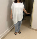 Women's White Loose Fit Dolman Sleeve Tunic Top
