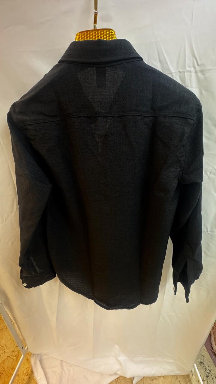 Men's Black Long Sleeve Button-Down Shirt by THE ROCK WAY