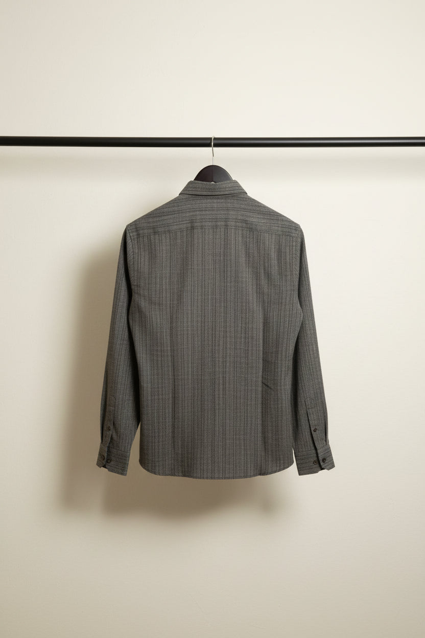 Men's Grey Striped Full Sleeve Casual Shirt by YELLOW