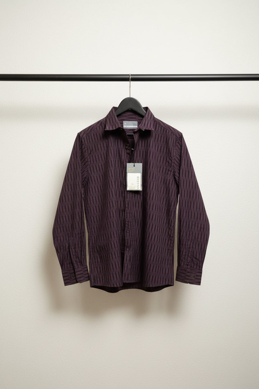 BEGINS Men's Purple Printed Long Sleeve Casual Shirt
