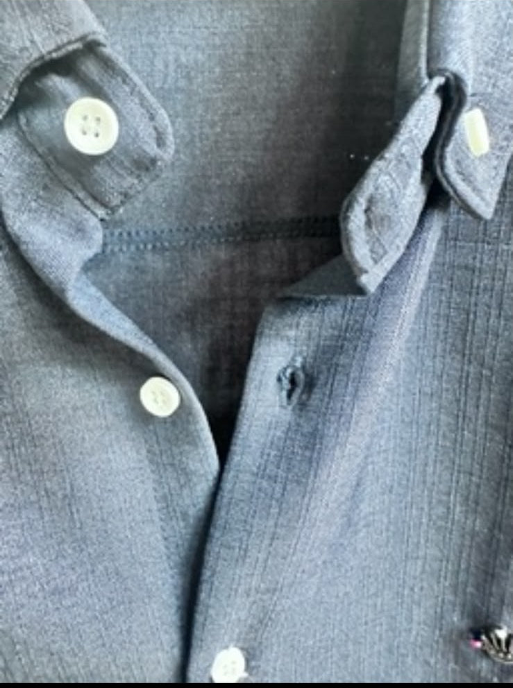 Men's NX-97 Navy Blue Long Sleeve Button-Down Shirt