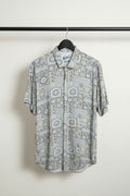 RX100 Men's Grey Geometric Print Casual Shirt