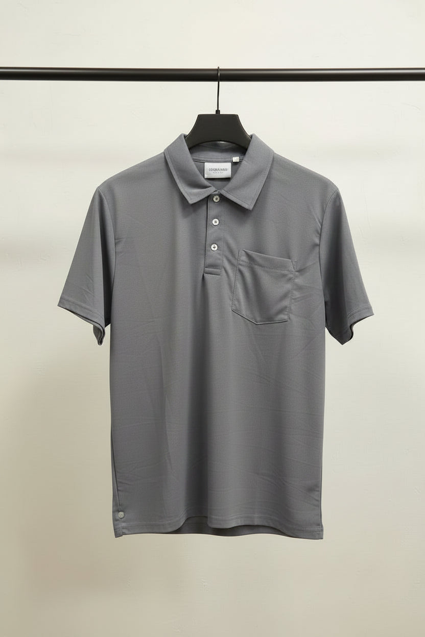 Essentials Fear of God Men's Grey Short Sleeve Polo Shirt with Pocket