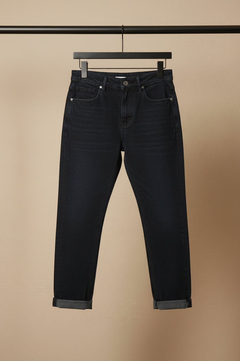 men's Black High-Rise Straight Fit Denim Jeans