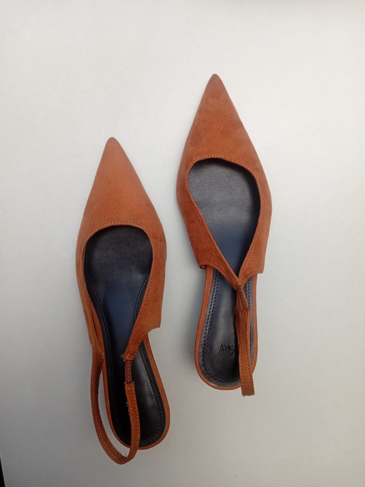 H&M Women's Brown Suede Pointed Toe Slingback Heels