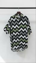 Men's MK STYLE Chevron Pattern Short Sleeve Shirt