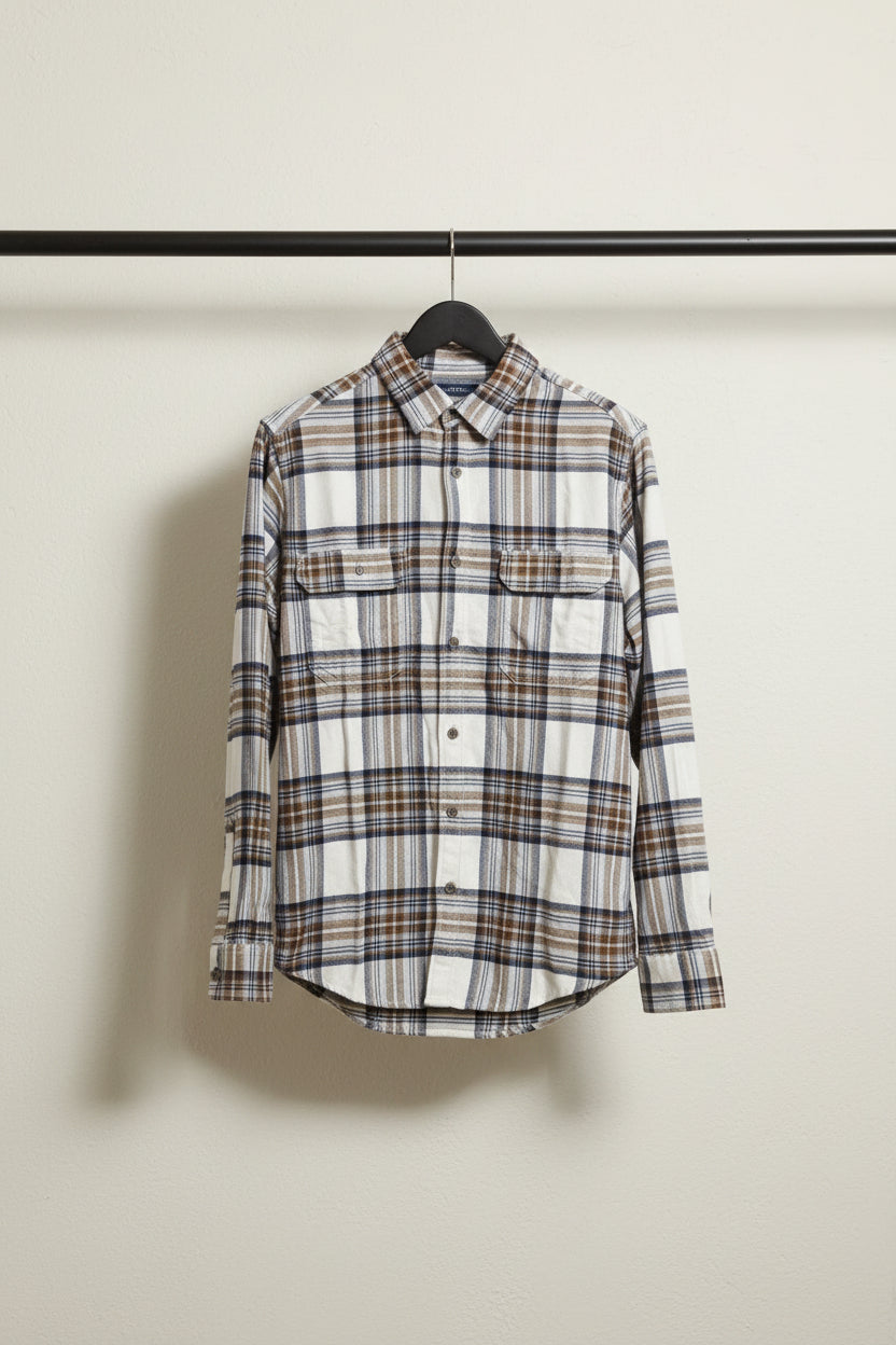 George Men's Plaid Flannel Long Sleeve Button-Up Shirt