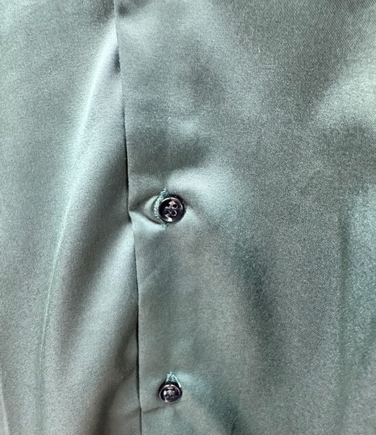 S. CHOICE Men's Green Satin Long Sleeve Shirt