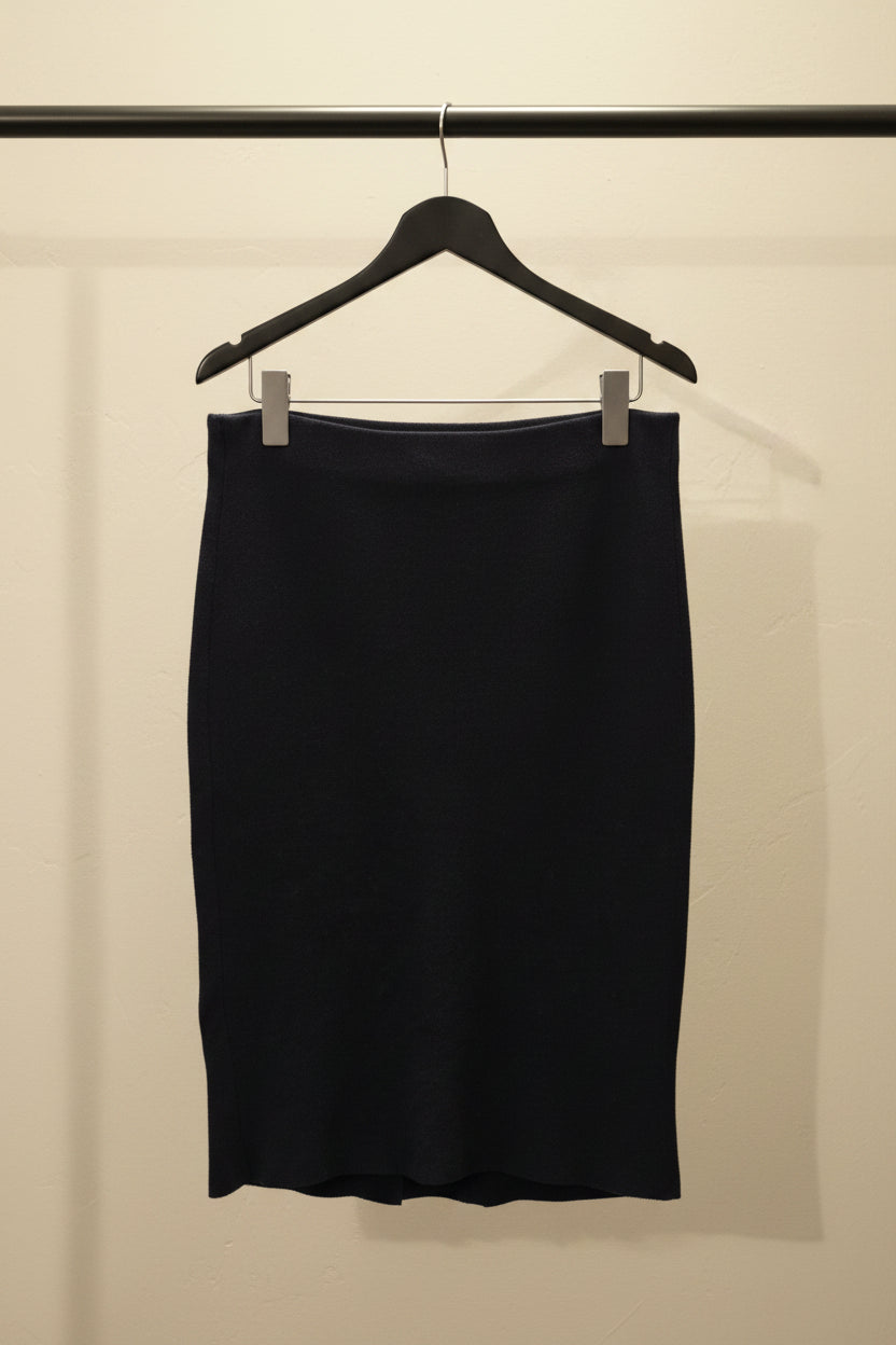 Women's Le Coq Sportif East London Black Ribbed Knit Button-Front Midi Skirt