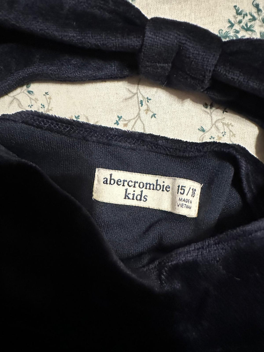 Abercrombie Kids Navy Blue Velvet Long Sleeve A-Line Mini Dress